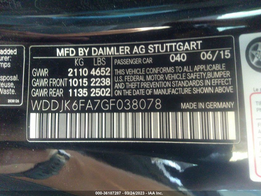 2016 MERCEDES-BENZ SL SL 400 - WDDJK6FA7GF038078