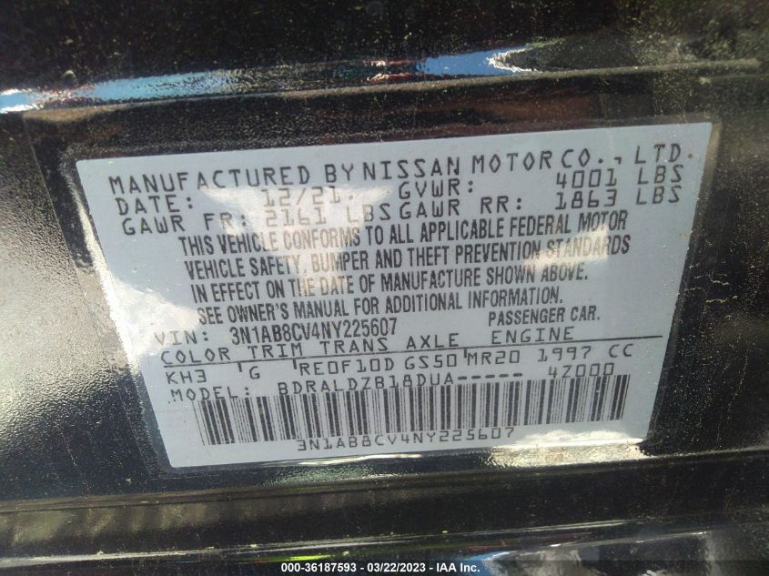 2022 NISSAN SENTRA SV - 3N1AB8CV4NY225607