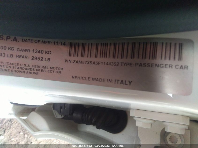 2015 MASERATI GHIBLI - ZAM57XSA5F1144352