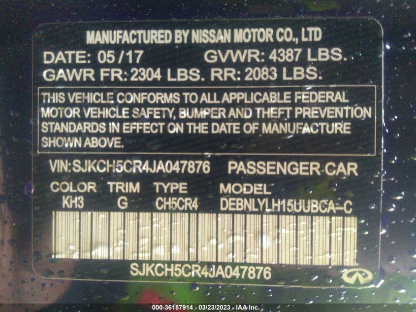 2018 INFINITI QX30 PREMIUM SJKCH5CR4JA047876