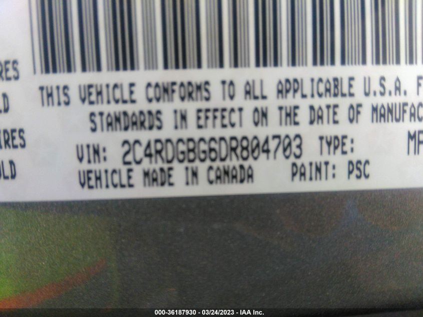2013 DODGE GRAND CARAVAN SE - 2C4RDGBG6DR804703