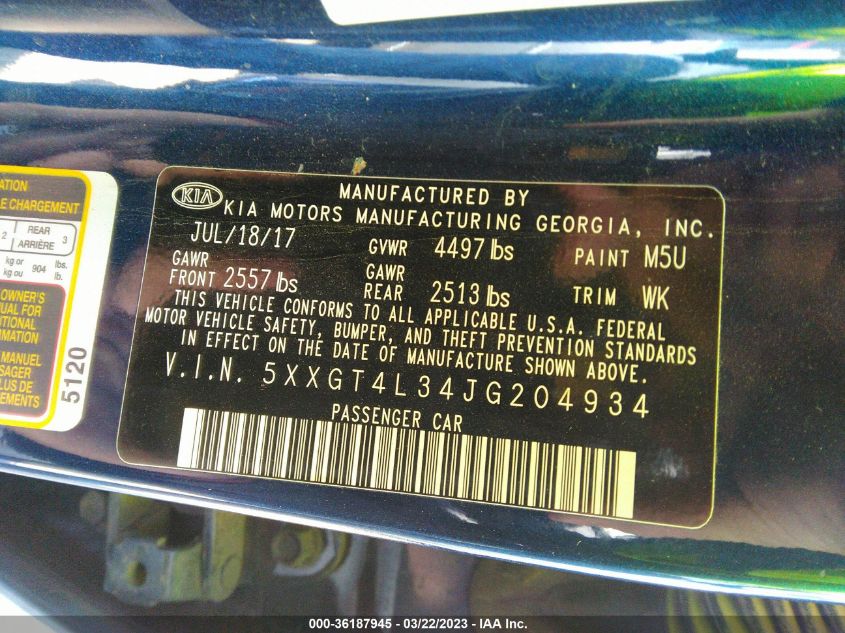 2018 KIA OPTIMA LX - 5XXGT4L34JG204934