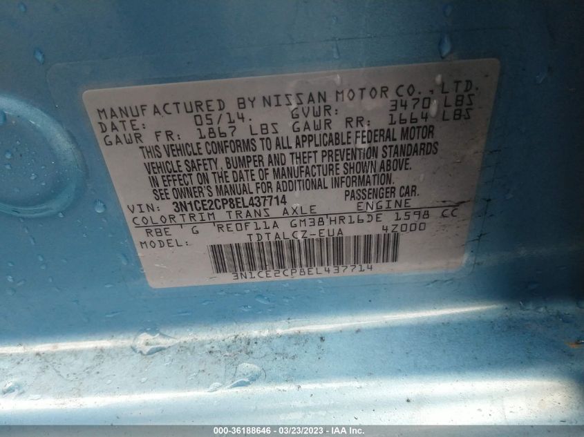 2014 NISSAN VERSA NOTE S PLUS - 3N1CE2CP8EL437714