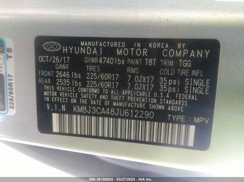 2018 HYUNDAI TUCSON SEL - KM8J3CA48JU612290