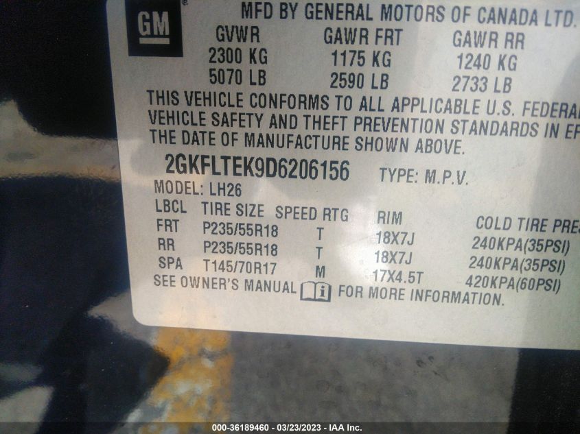 2013 GMC TERRAIN SLE - 2GKFLTEK9D6206156