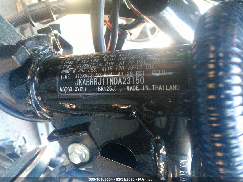 2022 KAWASAKI BR125 J JKABRRJ11NDA23150