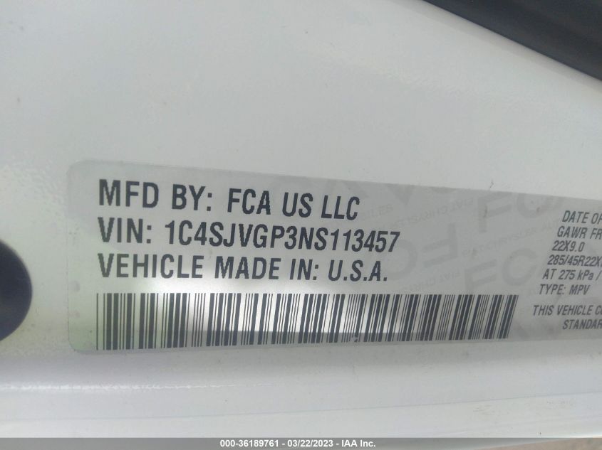 2022 JEEP GRAND WAGONEER SERIES III - 1C4SJVGP3NS113457