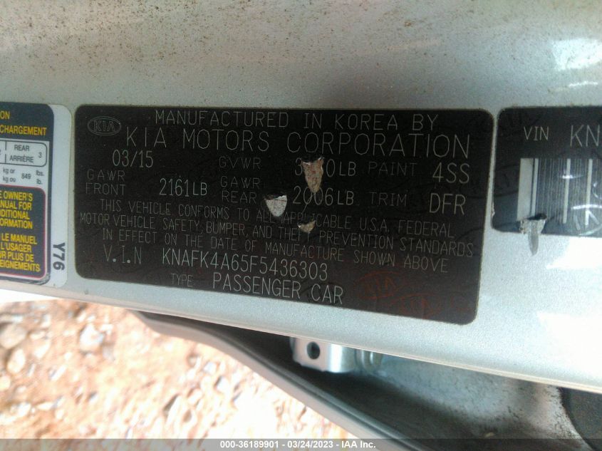 2015 KIA FORTE LX - KNAFK4A65F5436303