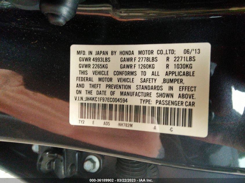 2014 ACURA RLX ADVANCE PKG JH4KC1F97EC004594