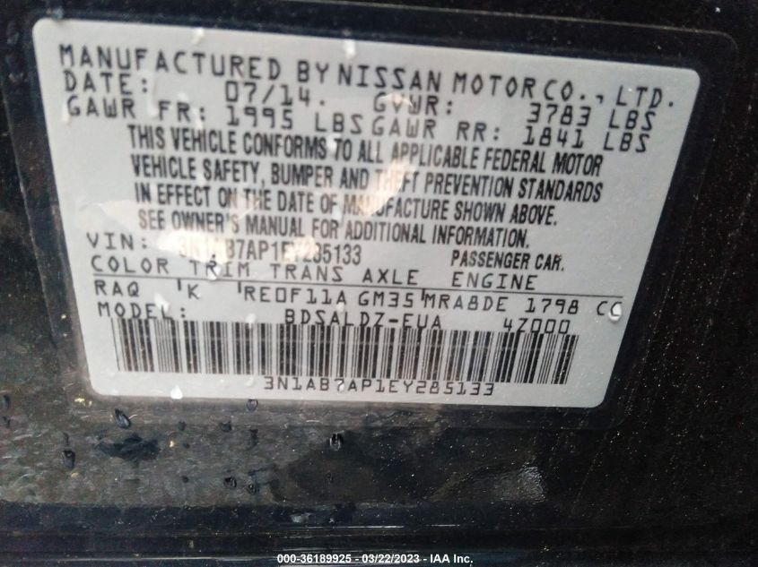 2014 NISSAN SENTRA SV - 3N1AB7AP1EY285133