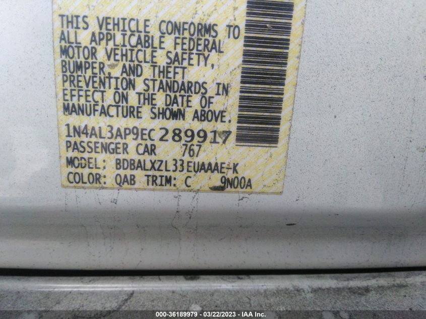 2014 NISSAN ALTIMA 2.5 SL - 1N4AL3AP9EC289917