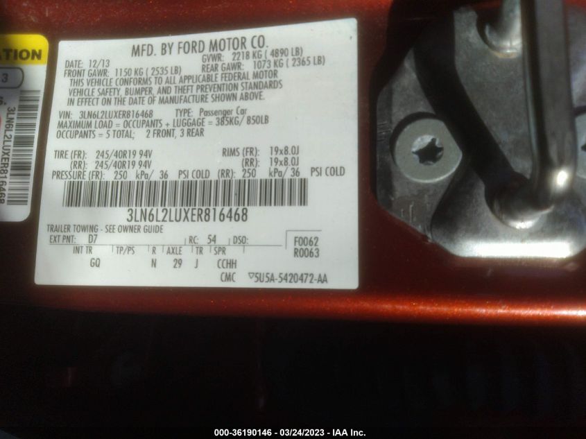 2014 LINCOLN MKZ HYBRID - 3LN6L2LUXER816468