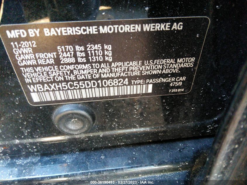 2013 BMW 5 SERIES 528I XDRIVE - WBAXH5C55DD106824