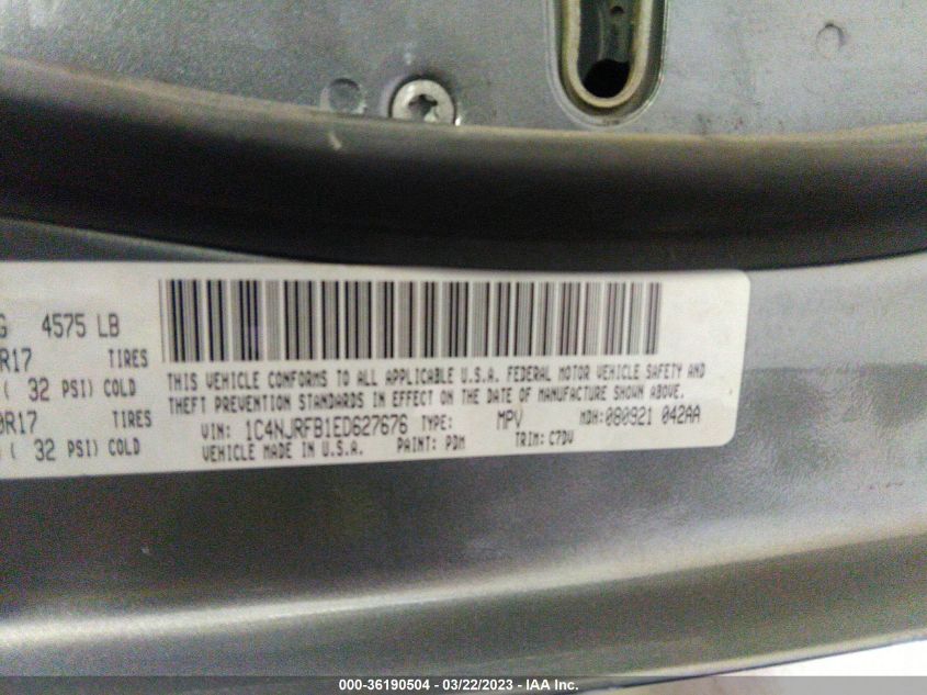 2014 JEEP PATRIOT LATITUDE - 1C4NJRFB1ED627676