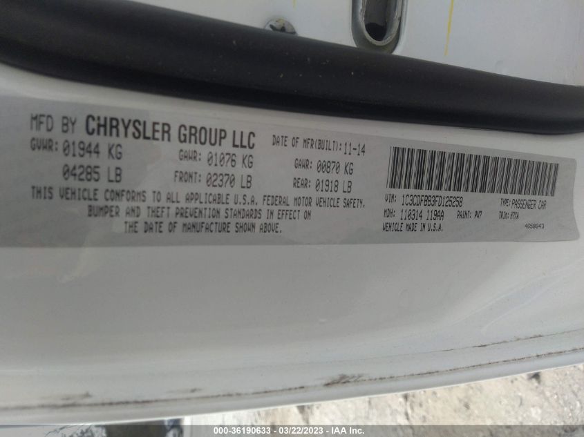 2015 DODGE DART SXT - 1C3CDFBB3FD125258