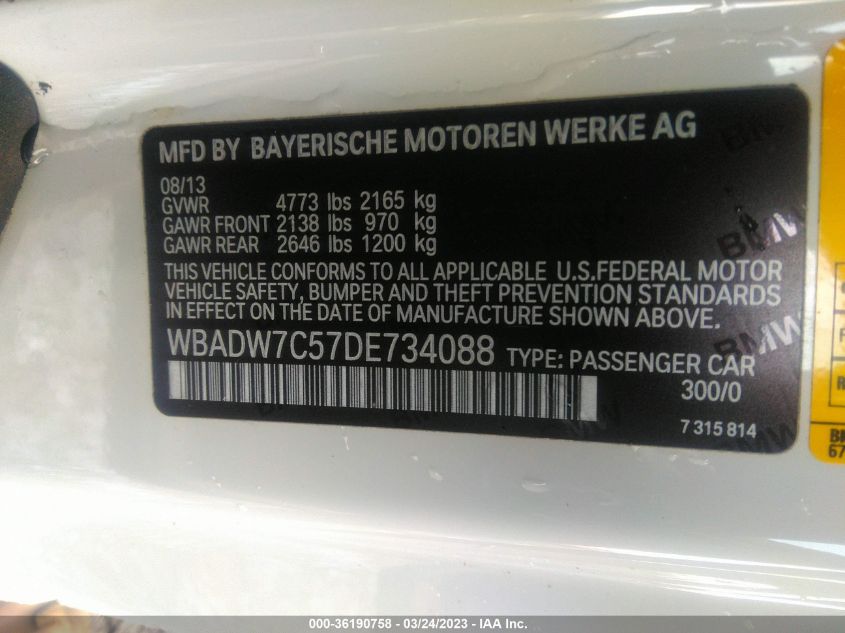 2013 BMW 3 SERIES 328I - WBADW7C57DE734088