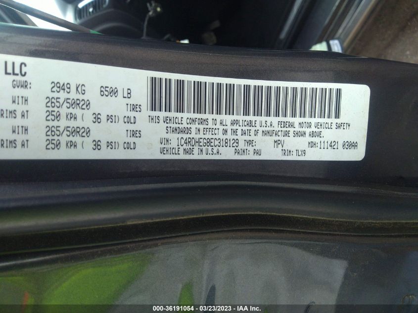 2014 DODGE DURANGO CITADEL - 1C4RDHEG8EC318129