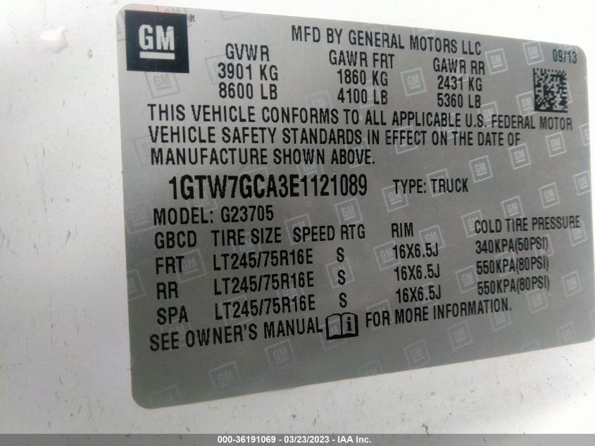 2014 GMC SAVANA CARGO VAN - 1GTW7GCA3E1121089