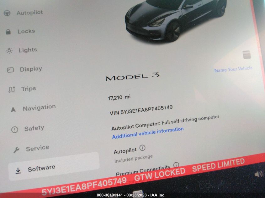 2023 TESLA MODEL 3 - 5YJ3E1EA8PF405749