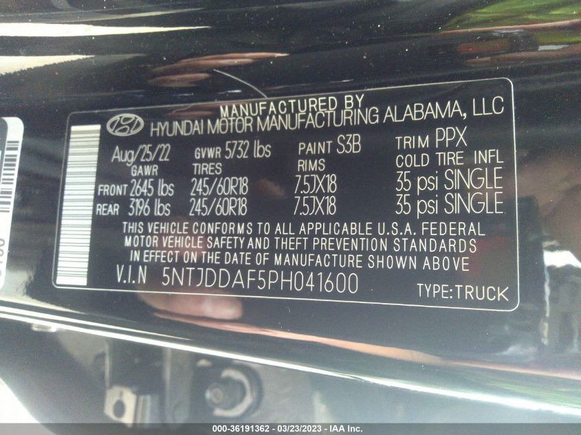 2023 HYUNDAI SANTA CRUZ SEL PREMIUM 5NTJDDAF5PH041600