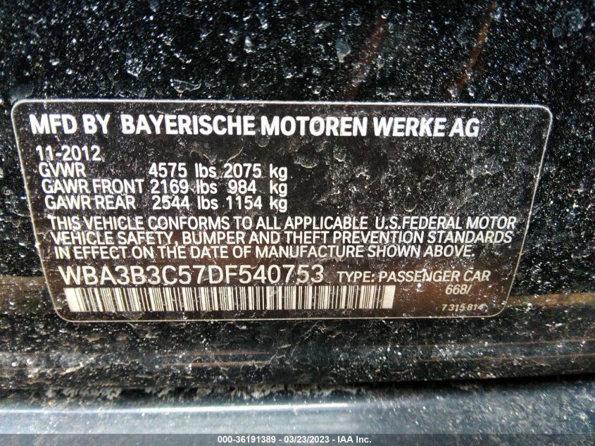 2013 BMW 3 SERIES 328I XDRIVE - WBA3B3C57DF540753