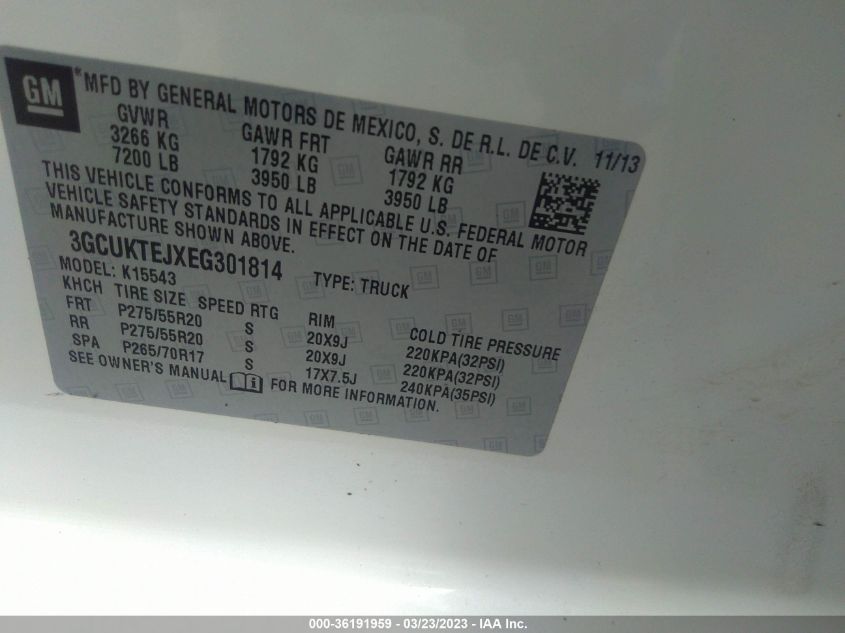 2014 CHEVROLET SILVERADO 1500 HIGH COUNTRY - 3GCUKTEJXEG301814