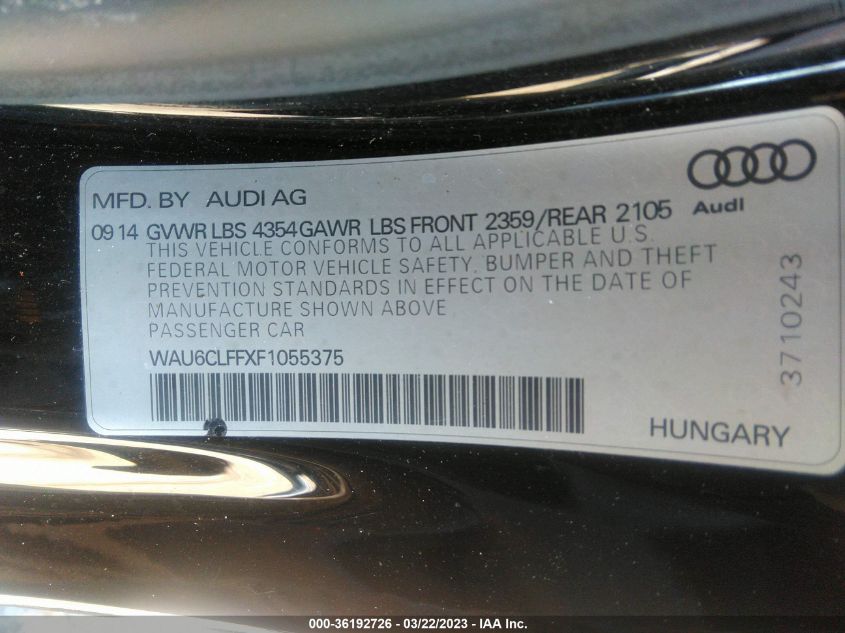 2015 AUDI A3 1.8T PREMIUM - WAU6CLFFXF1055375