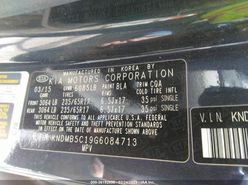 2016 KIA SEDONA LX - KNDMB5C19G6084713