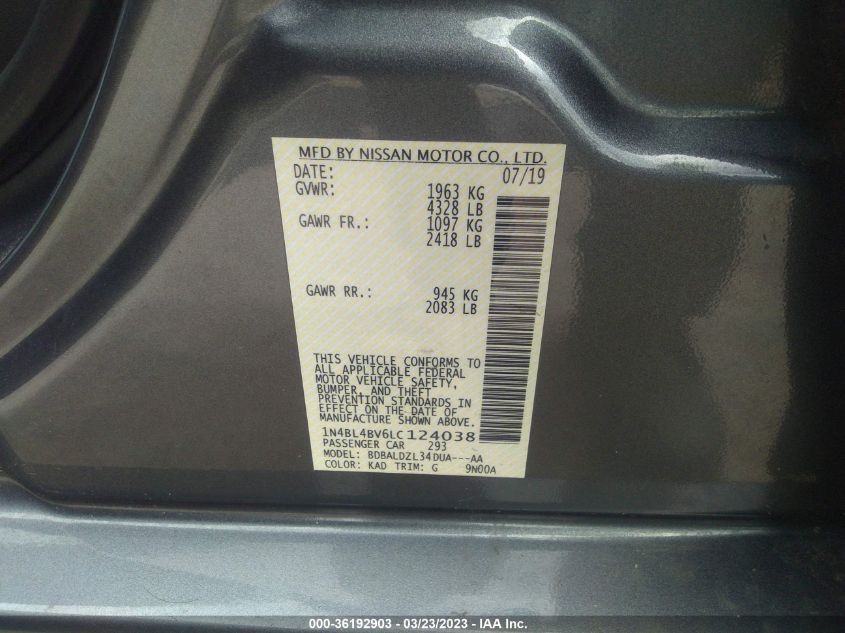 2020 NISSAN ALTIMA 2.5 S - 1N4BL4BV6LC124038