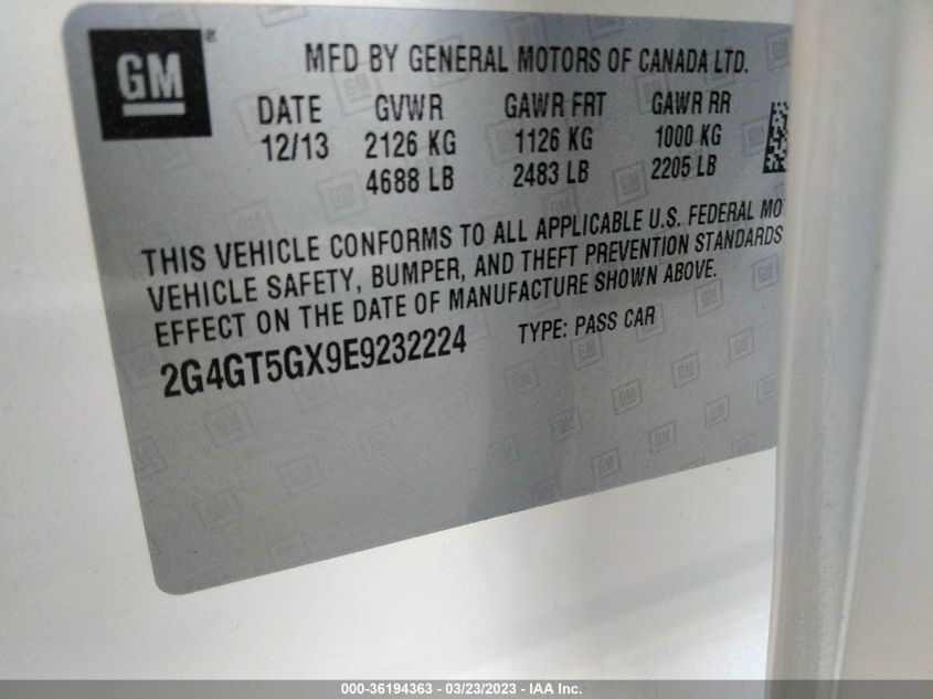 2014 BUICK REGAL GS - 2G4GT5GX9E9232224