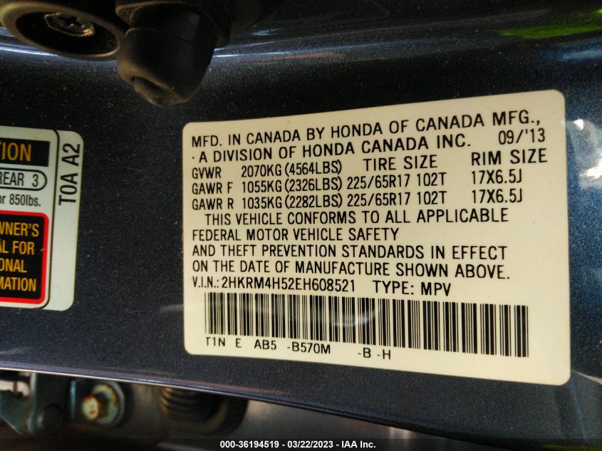 2014 HONDA CR-V EX - 2HKRM4H52EH608521