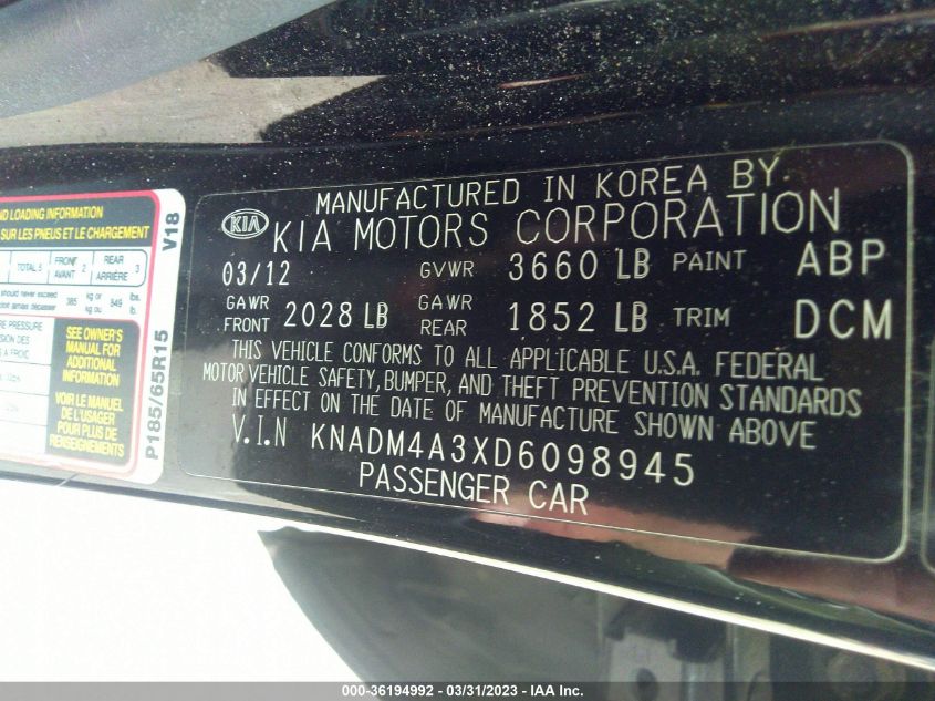 2013 KIA RIO LX - KNADM4A3XD6098945