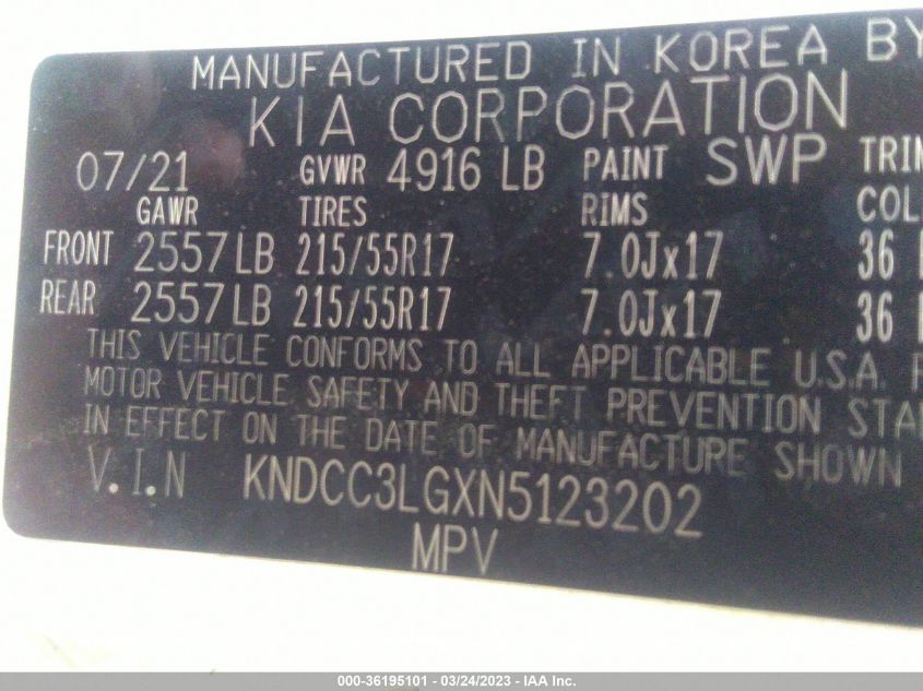2022 KIA NIRO EV EX - KNDCC3LGXN5123202