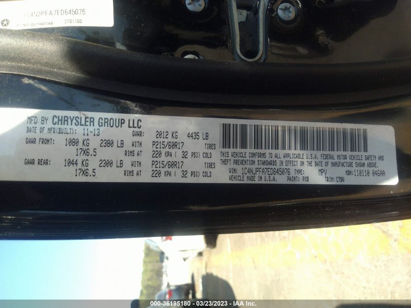 2014 JEEP PATRIOT LATITUDE - 1C4NJPFA7ED645076