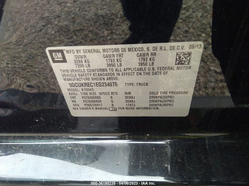 2014 CHEVROLET SILVERADO 1500 LT - 3GCUKREC1EG234976