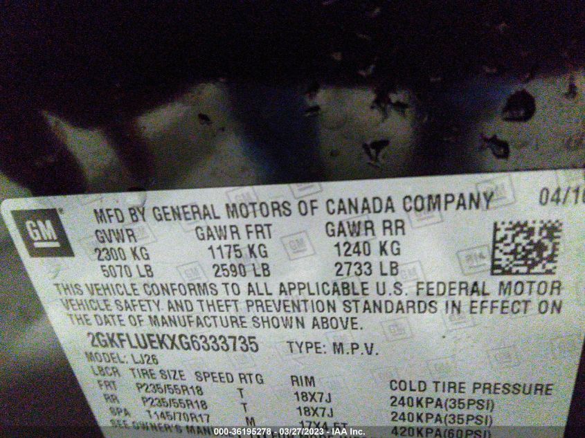 2016 GMC TERRAIN SLT - 2GKFLUEKXG6333735