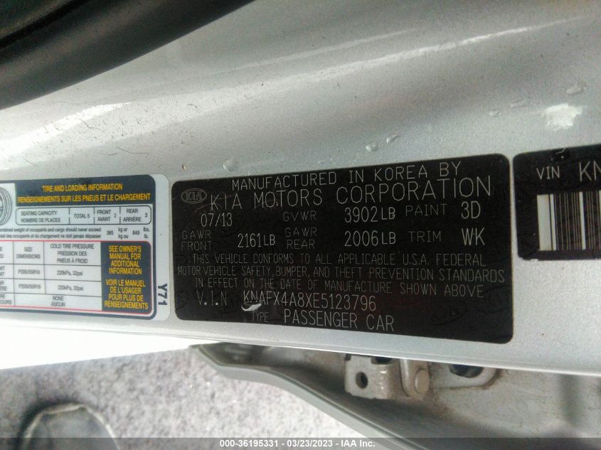 2014 KIA FORTE EX - KNAFX4A8XE5123796