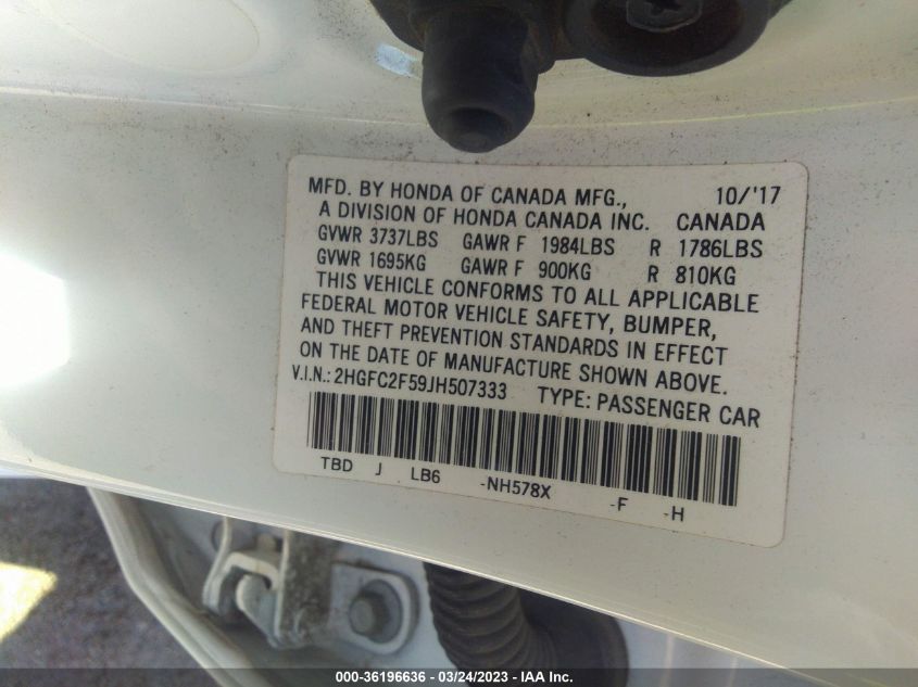 2018 HONDA CIVIC SEDAN LX - 2HGFC2F59JH507333