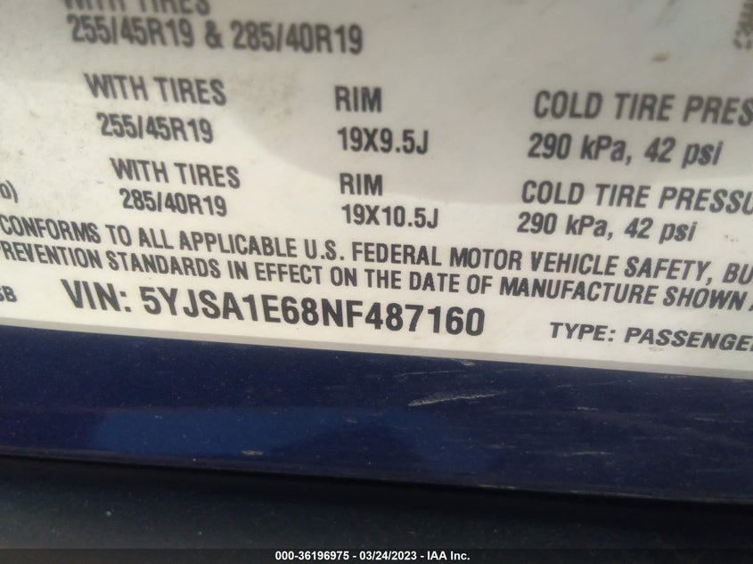 VIN 5YJSA1E68NF487160 2022 TESLA MODEL S PLAID