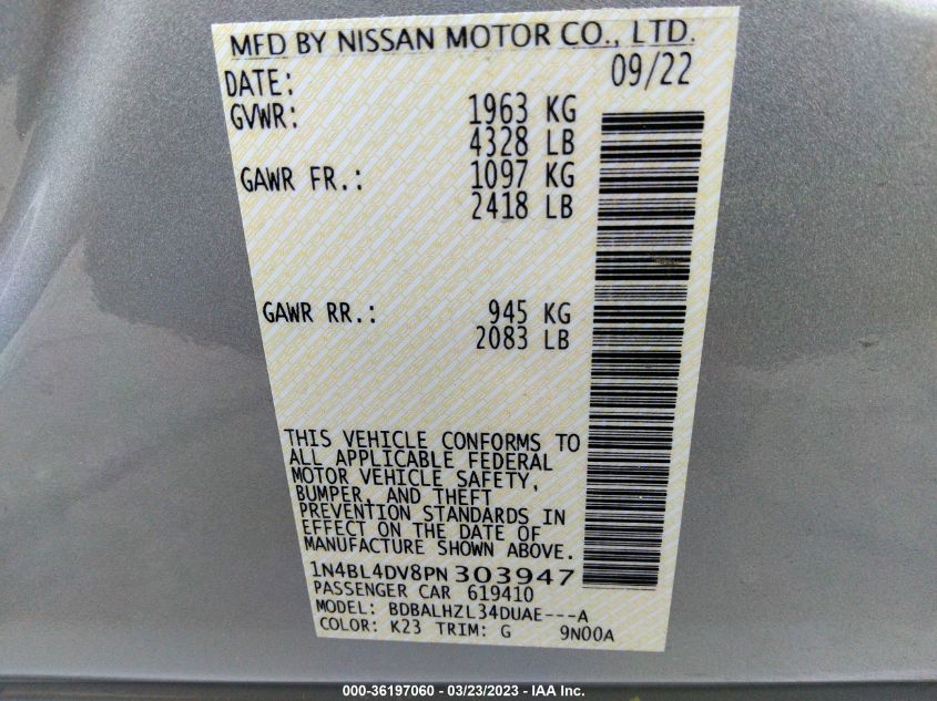 2023 NISSAN ALTIMA 2.5 SV - 1N4BL4DV8PN303947