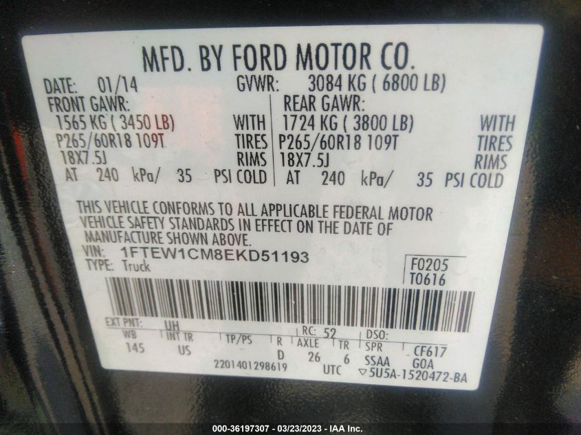 2014 FORD F-150 XL/STX/XLT - 1FTEW1CM8EKD51193