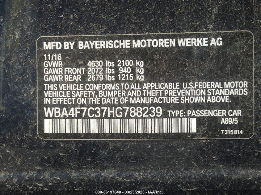 VIN WBA4F7C37HG788239 2017 BMW 4 SERIES 430I