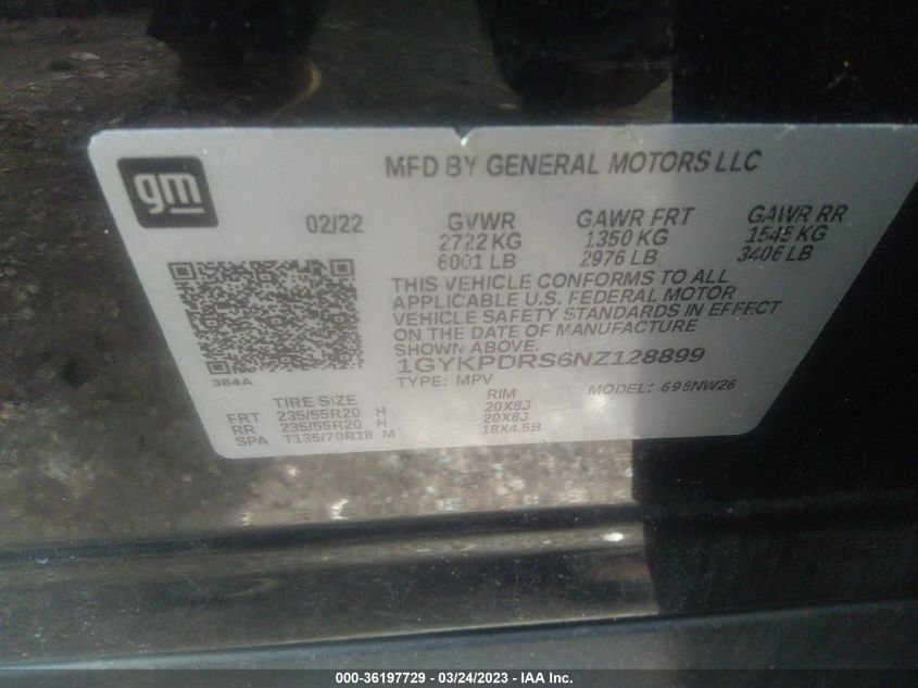 2022 CADILLAC XT6 PREMIUM LUXURY 1GYKPDRS6NZ128899