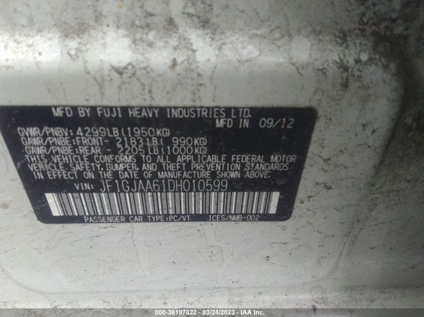 2013 SUBARU IMPREZA SEDAN - JF1GJAA61DH010599