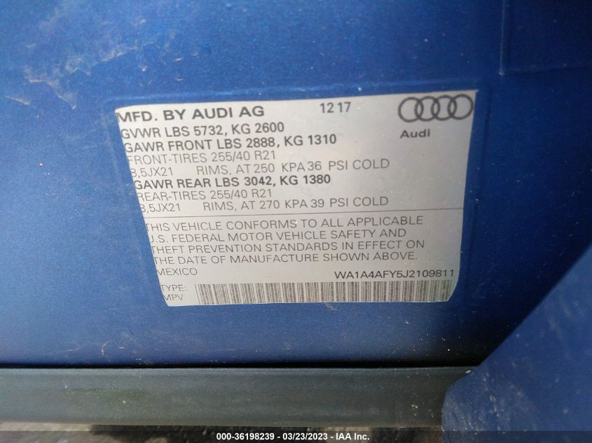 2018 AUDI SQ5 PREMIUM PLUS - WA1A4AFY5J2109811