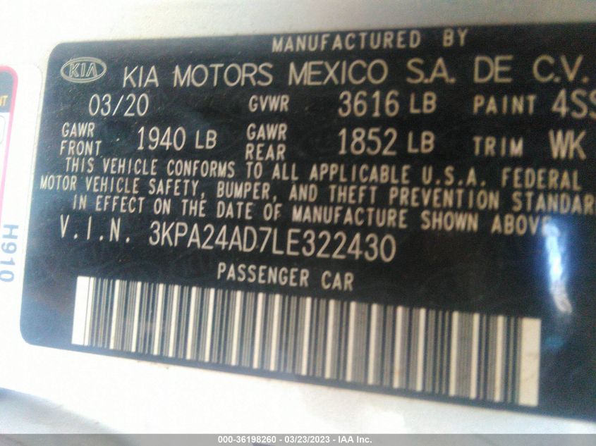 2020 KIA RIO S - 3KPA24AD7LE322430