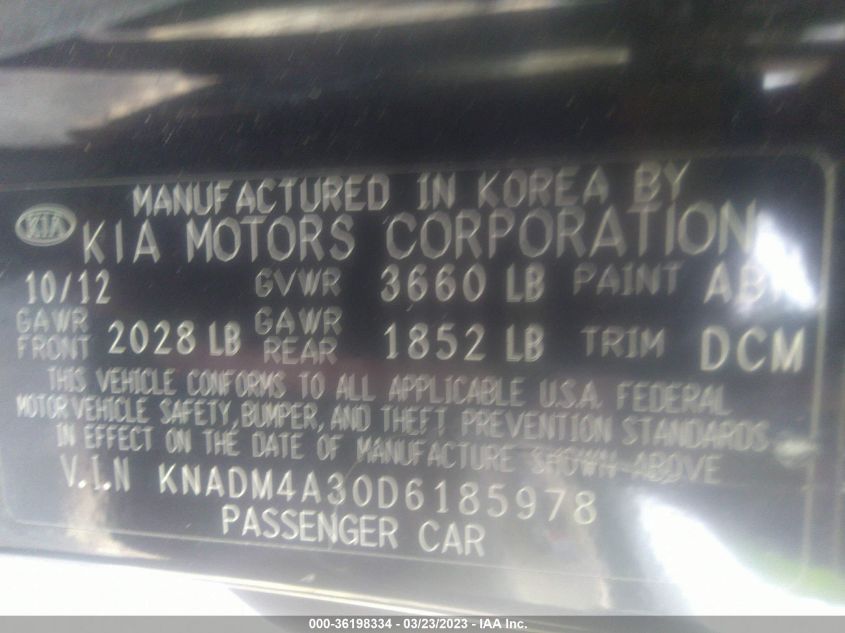2013 KIA RIO LX - KNADM4A30D6185978