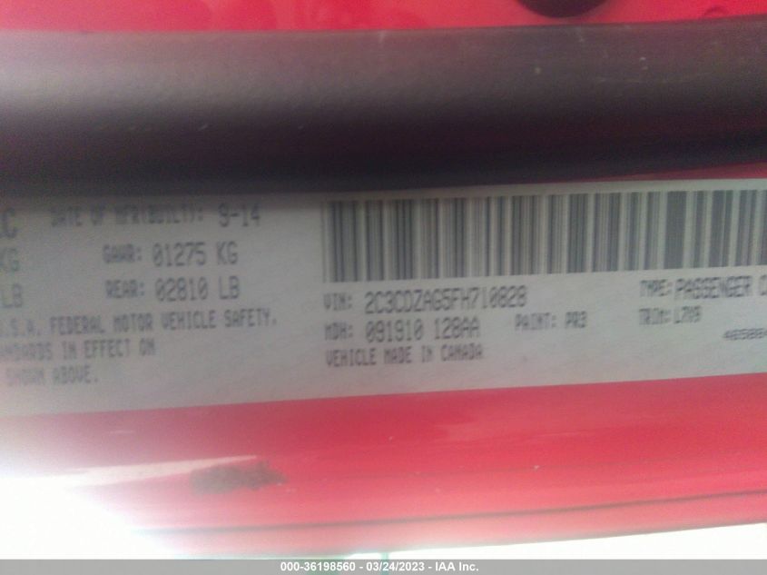 2015 DODGE CHALLENGER SXT - 2C3CDZAG5FH710828