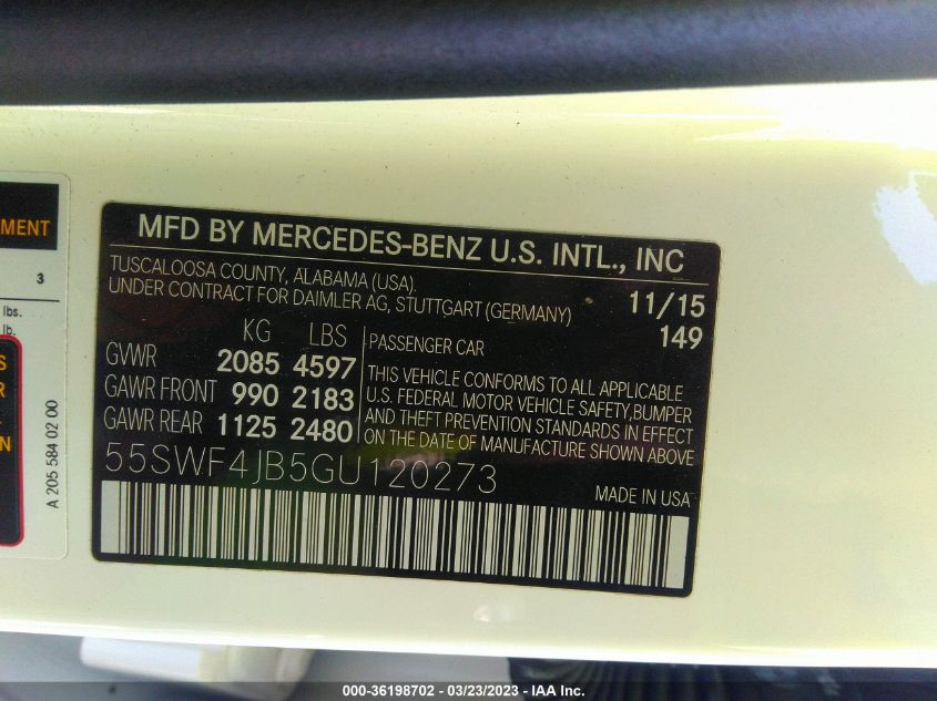 VIN 55SWF4JB5GU120273 2016 MERCEDES-BENZ C-CLASS no.9