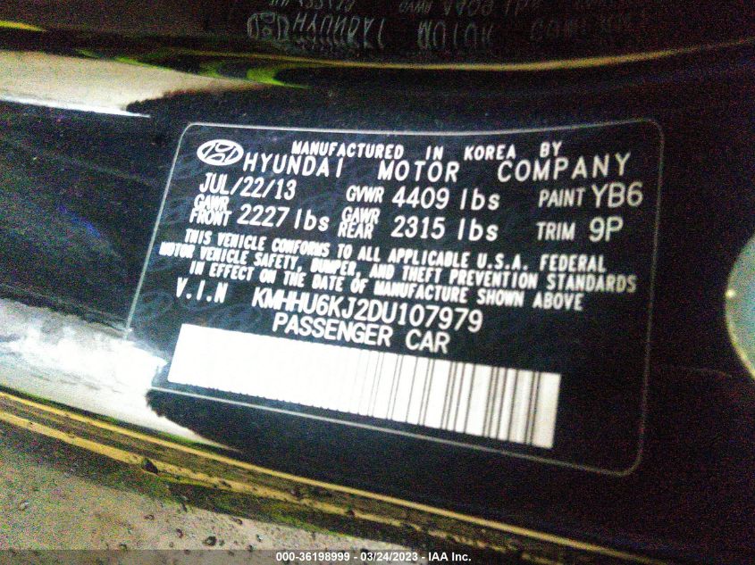 2013 HYUNDAI GENESIS COUPE 3.8 GRAND TOURING KMHHU6KJ2DU107979